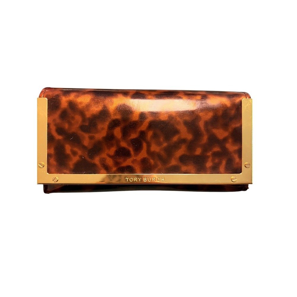 Authentic TORY BURCH EMPTY Tortoise Clutch CASE Fits Eyeglasses Sunglasses